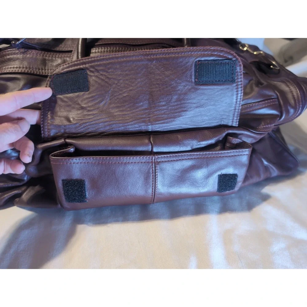 Vintage Genuine Leather Burgundy Duffle Bag Tote Travel Carry-On Shoulder Mexico